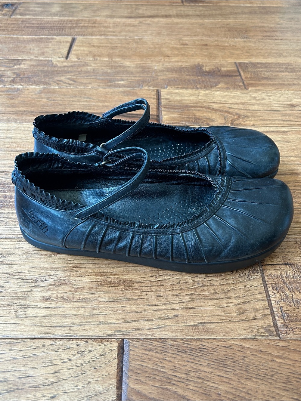 Earth Shoes Kalso Negative Heel Pirouette 3 Ballet Flats Black Leather Size 8